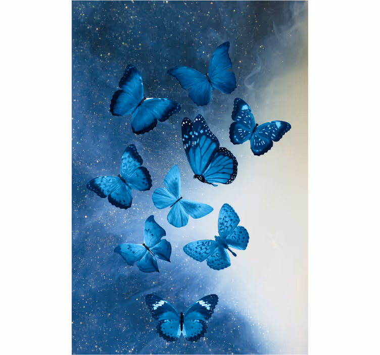 Tenda a rullo farfalle motivo blu volante - TenStickers
