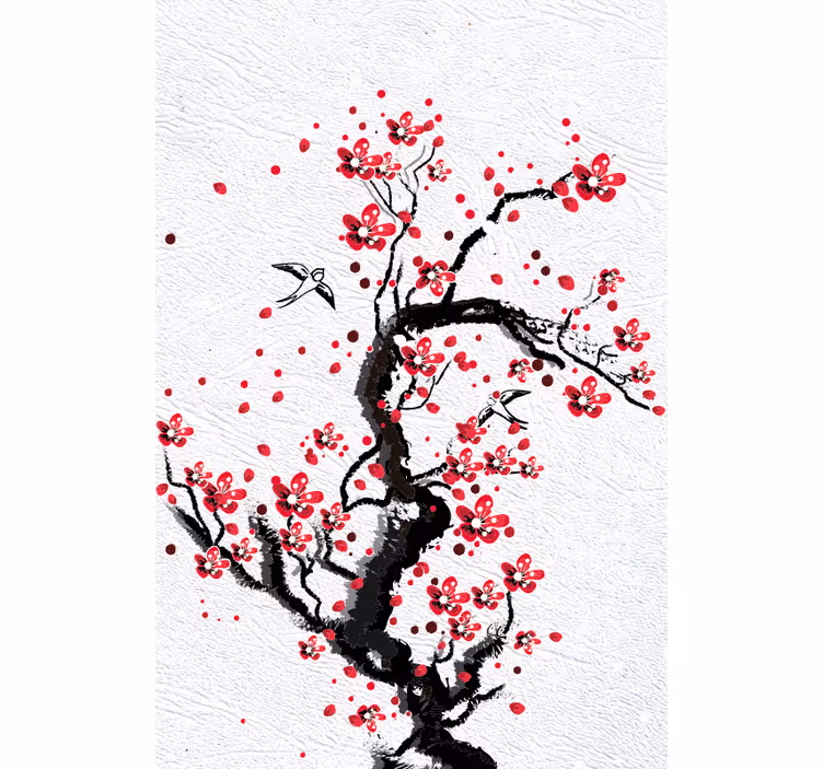 Tenda a rullo fiori e piante stelo di fiore di ciliegio - TenStickers