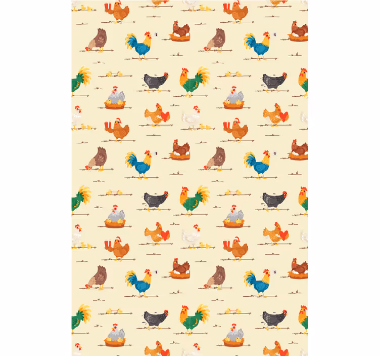 Tenda a rullo animali polli e galli - TenStickers