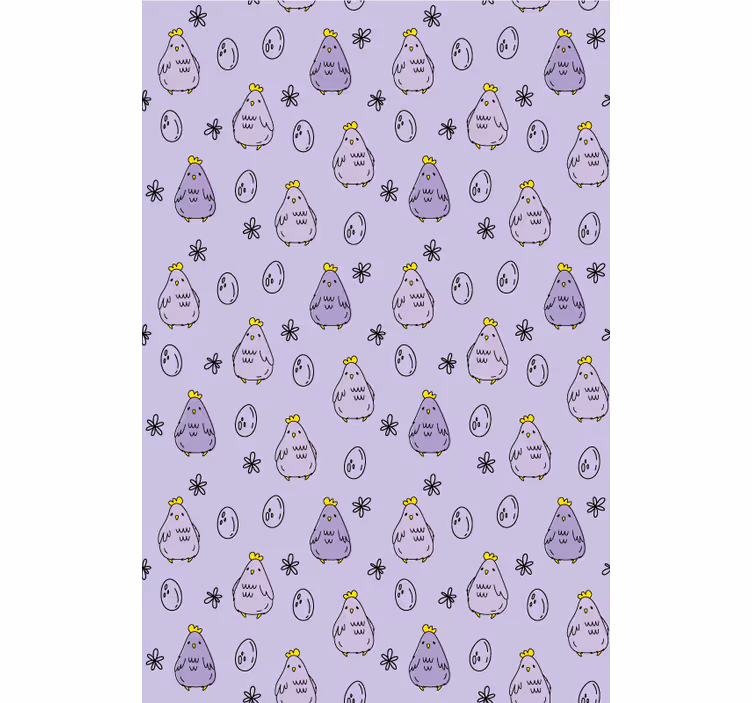 Tenda a rullo animali motivo di polli viola - TenStickers