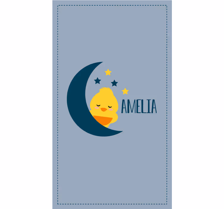 Tenda a rullo cameretta pulcino della luna con nome - TenStickers