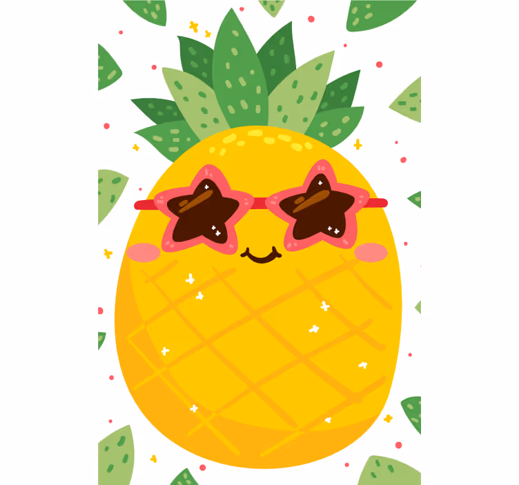 Tende a rullo frutta e verdura Ananas con occhiali da sole rosa - TenStickers