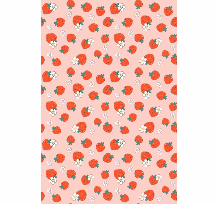 Tende a rullo frutta e verdura motivo a fragola con fiori - TenStickers