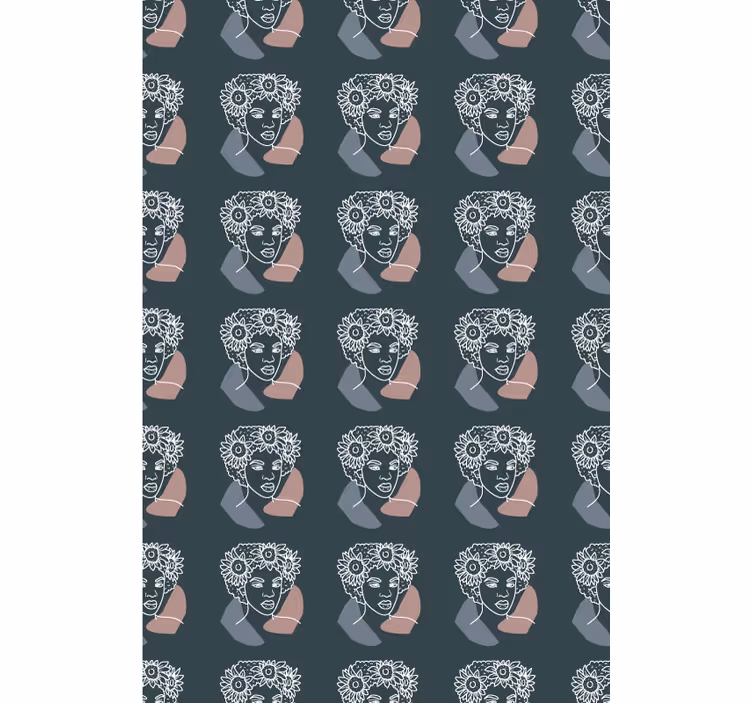 Tenda a rullo con stampa volti floreali astratti - TenStickers