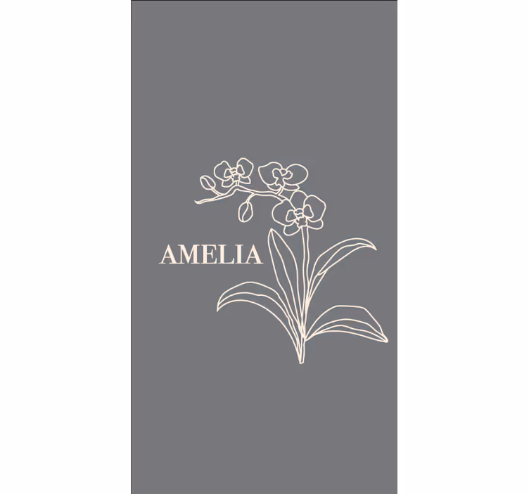 Tenda a rullo fiori e piante elegante design grigio con nome - TenStickers