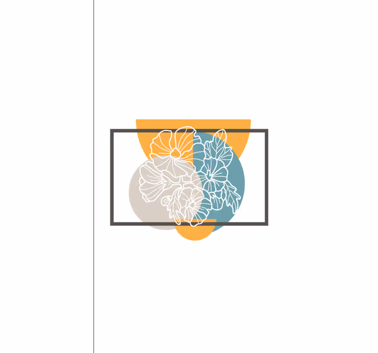 Tenda a rullo fiori e piante cornice astratta minimalista - TenStickers