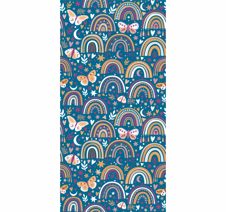 Tenda a rullo cameretta arcobaleni colorati e farfalle - TenStickers