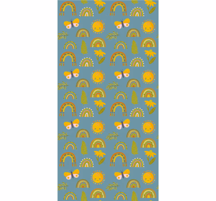 Tenda a rullo alberi disegno di arcobaleni soleggiati - TenStickers