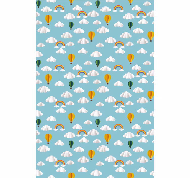 Tenda a rullo nuvole mongolfiere e arcobaleni - TenStickers
