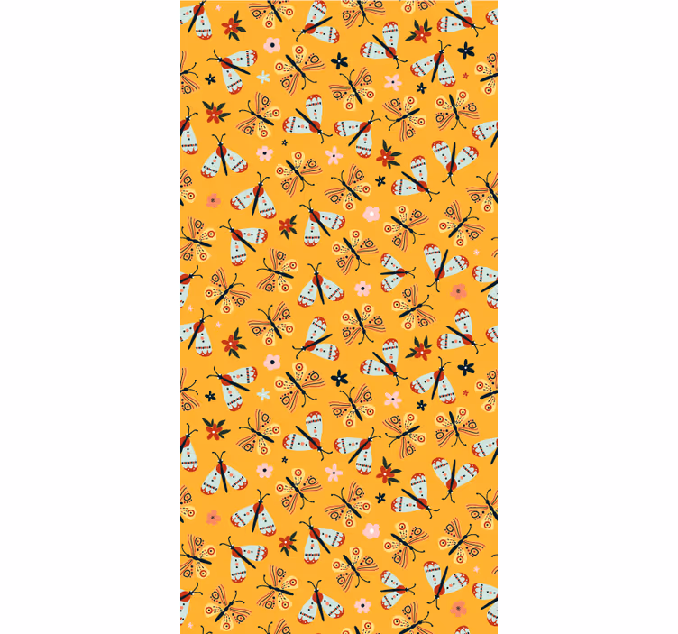 Tenda a rullo farfalle design tradizionale giallo - TenStickers