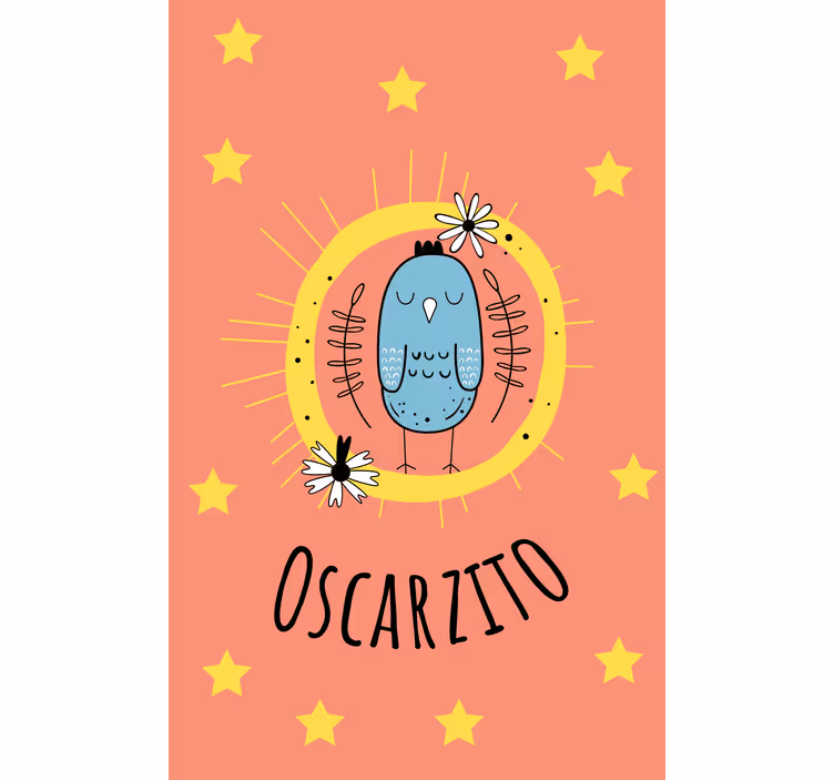 Tenda a rullo cameretta uccello blu con nome - TenStickers