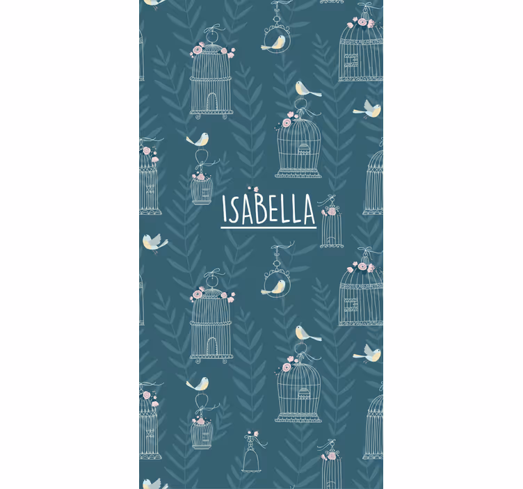 Tenda a rullo cameretta gabbie per uccelli blu con nome - TenStickers