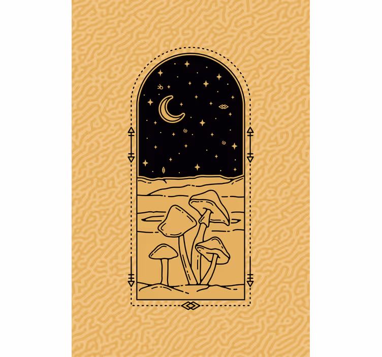 Tenda a rullo animali scena di funghi al chiaro di luna - TenStickers