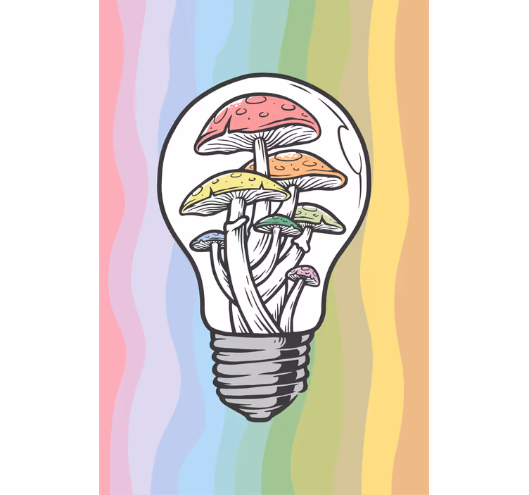 Tenda a rullo fiori e piante arte lampadina fungo - TenStickers
