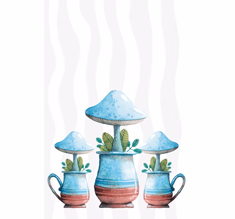 Tenda a rullo fiori e piante vasi per piante di funghi - TenStickers