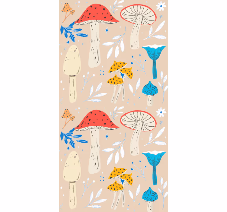 Tenda a rullo illustrazione di funghi stilizzati - TenStickers