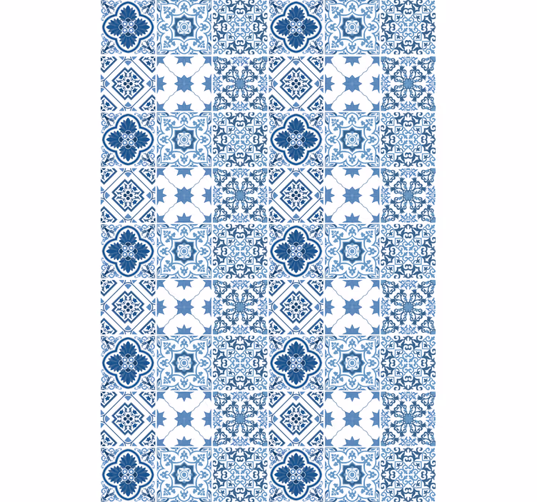 Tenda a rullo bagno intricati motivi blu - TenStickers