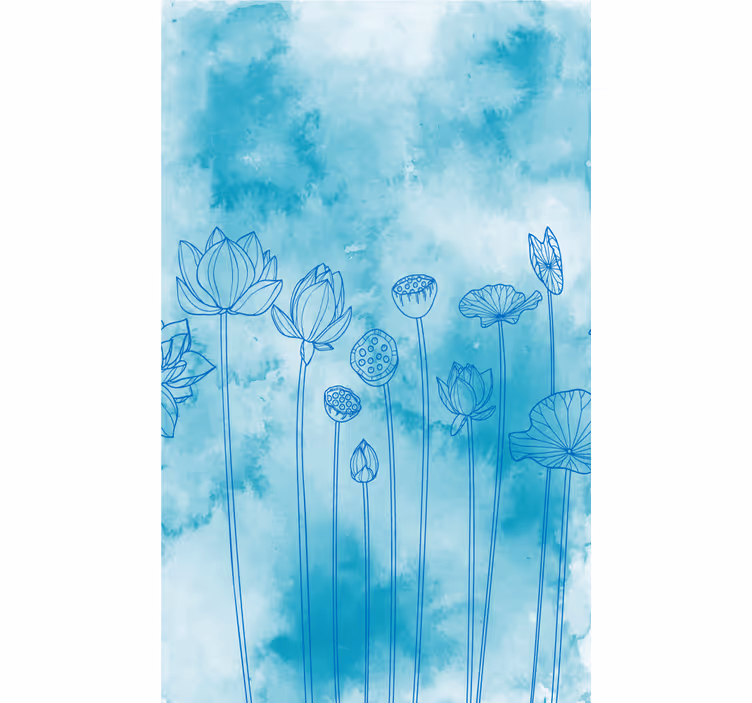 Tenda a rullo fiori e piante modello di loto blu - TenStickers