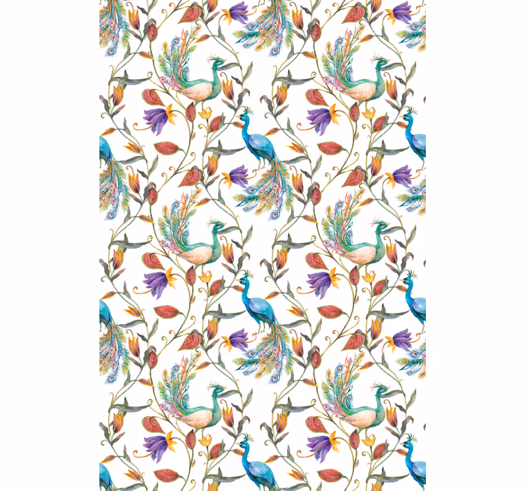 Tenda a rullo fiori e piante elegante pavone floreale - TenStickers