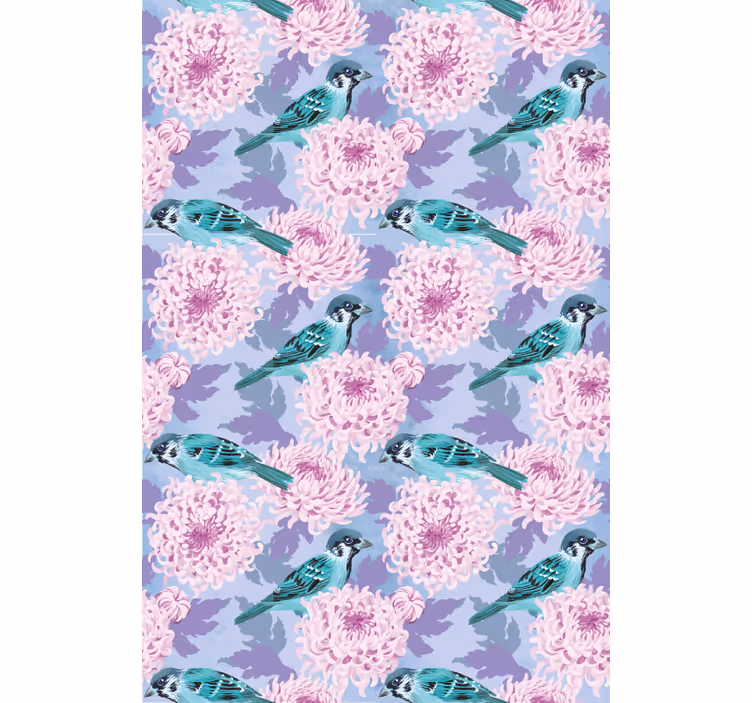 Tenda a rullo fiori e piante uccelli tra i fiori - TenStickers