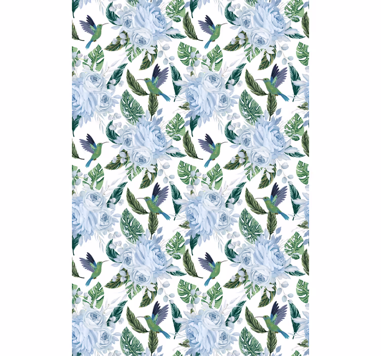 Tenda a rullo fiori e piante colibrì e rose - TenStickers