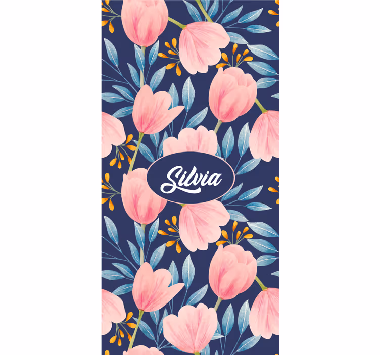 Tenda a rullo fiori e piante disegno floreale rosa - TenStickers