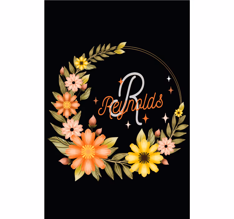 Tenda a rullo fiori e piante elegante iniziale e nome - TenStickers