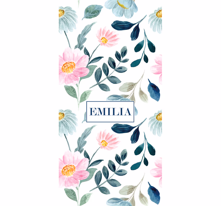 Tenda a rullo fiori e piante fiore floreale con nome - TenStickers