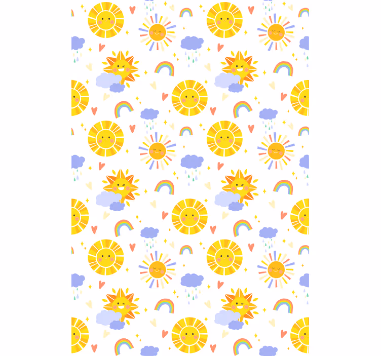 Tenda a rullo cameretta nuvole soleggiate e arcobaleni - TenStickers