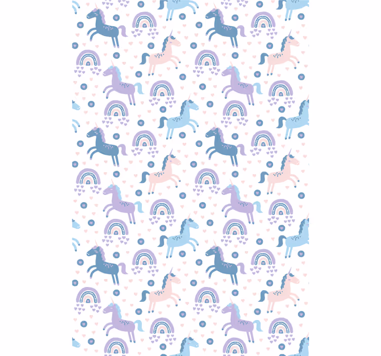 Tenda a rullo cameretta unicorni blu e arcobaleni - TenStickers