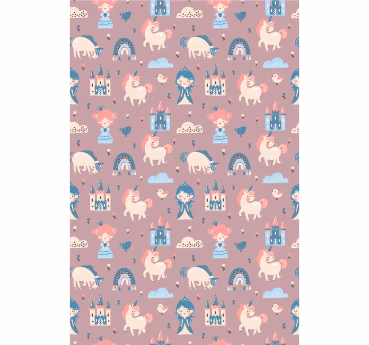 Tenda a rullo cameretta unicorni e castelli - TenStickers