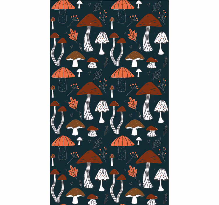 Tenda a rullo fiori e piante motivo funghi - TenStickers