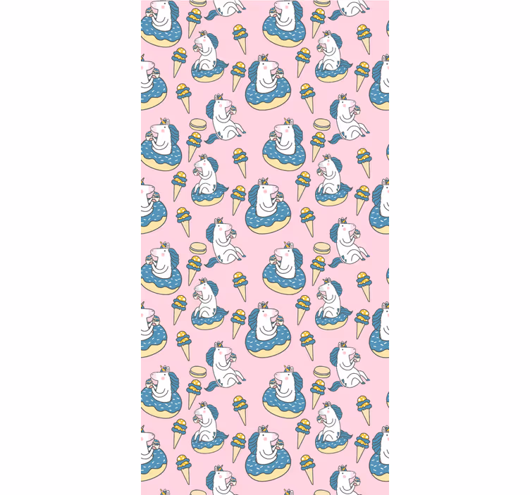 Tenda a rullo divertente unicorni giocosi che mangiano - TenStickers