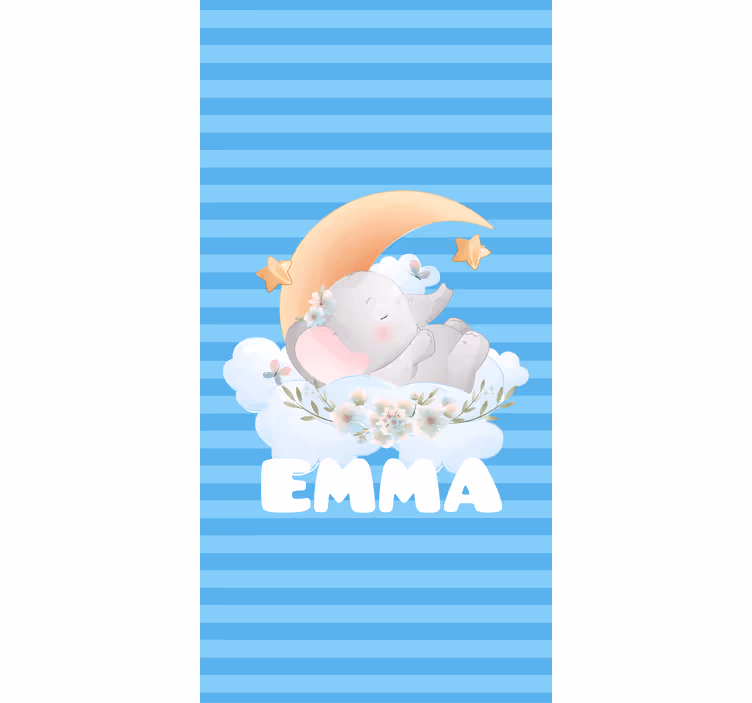 Tende a rullo neonati Simpatici animali elefante con nome - TenStickers
