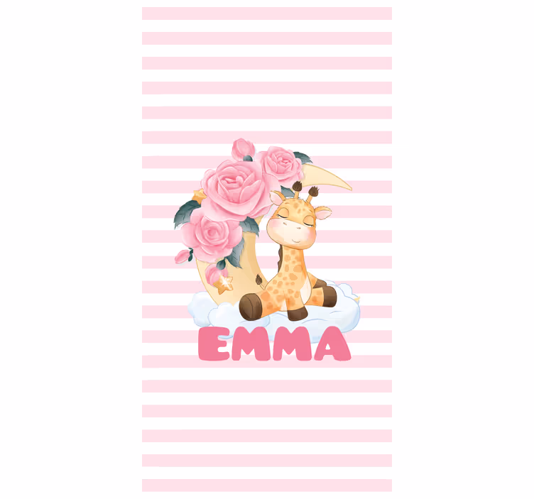 Tende a rullo personalizzabili giraffa con rose - TenStickers