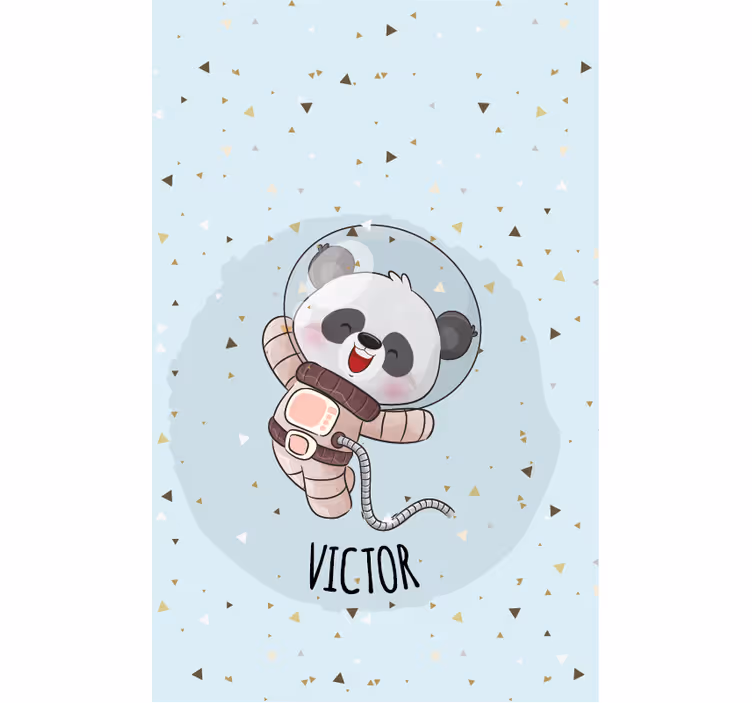Tenda a rullo cameretta panda astronauta con nome - TenStickers