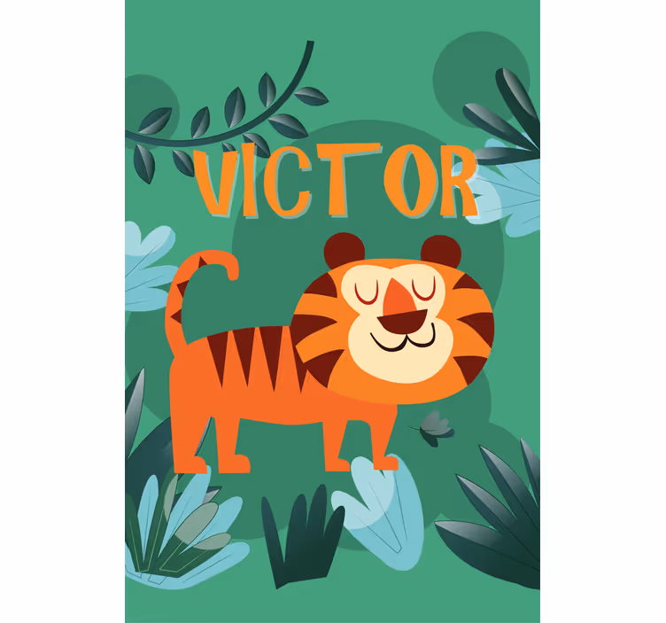 Tenda a rullo cameretta tigre felice con nome - TenStickers