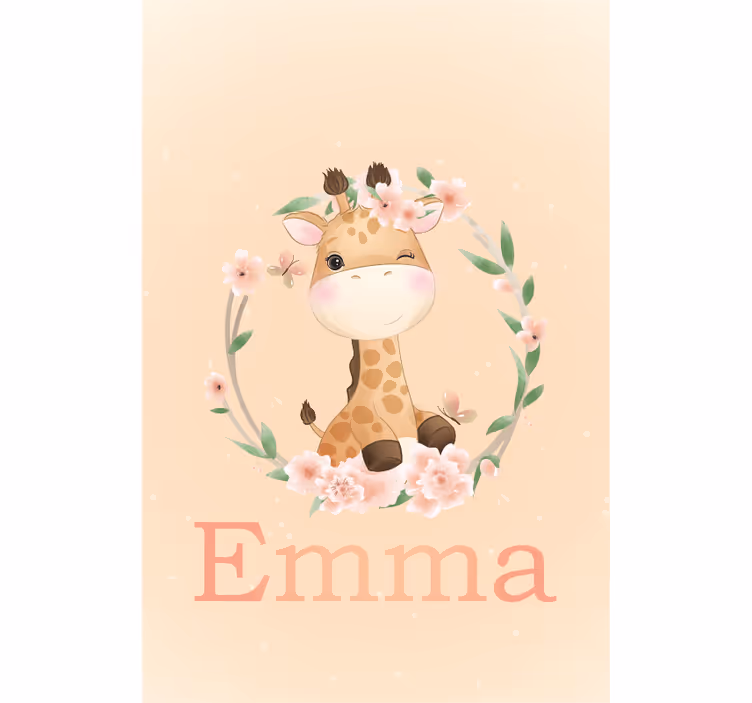 Tenda a rullo con giraffa e nome personalizzato - TenStickers