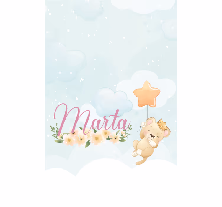 Tenda a rullo neonati bby leone con stella e nome - TenStickers