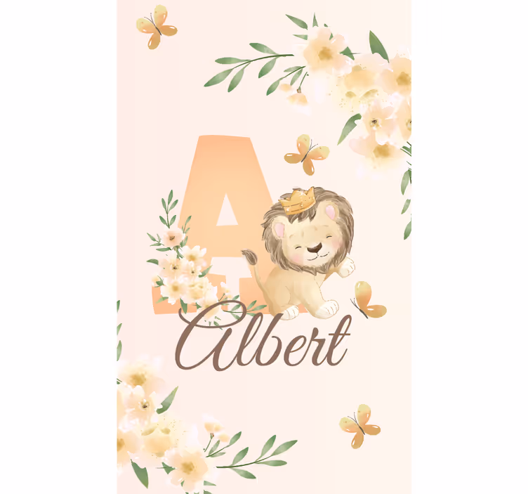 Tenda a rullo cameretta leone baby con nome e iniziale - TenStickers