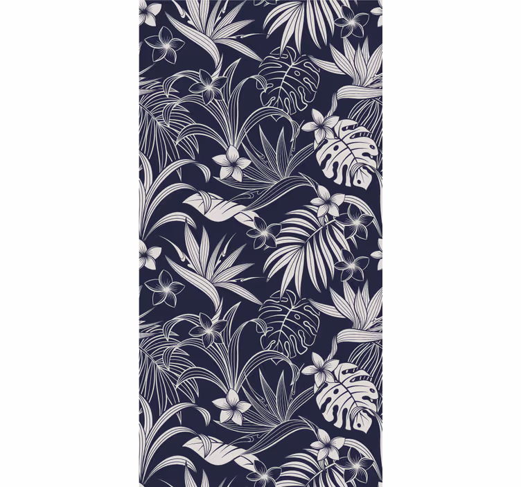 Tenda a rullo fiori e piante motivo floreale tropicale scuro - TenStickers