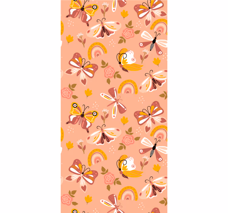 Tenda a rullo farfalle motivo svolazzante rosa - TenStickers