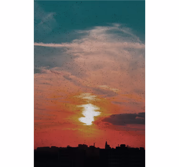 Tenda a rullo nuvole tramonto sulla città - TenStickers