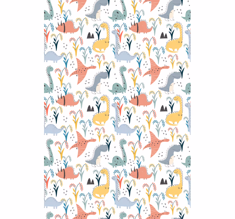 Tenda a rullo dinosauro modello scandinavo colorato - TenStickers