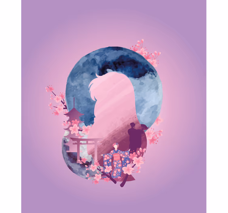 Tenda a rullo romantica scena di fiori in silhouette - TenStickers