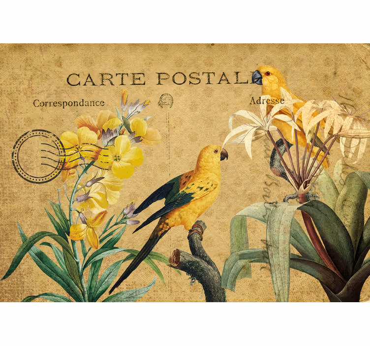 Tenda a rullo fiori e piante uccello vintage floreale - TenStickers