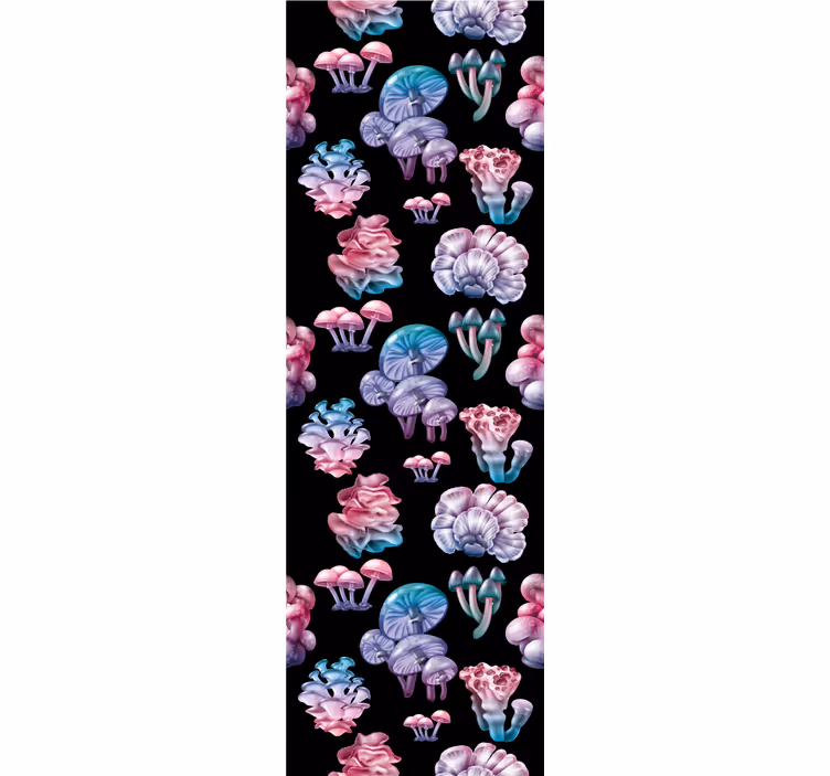 Tenda a rullo motivi di funghi colorati - TenStickers