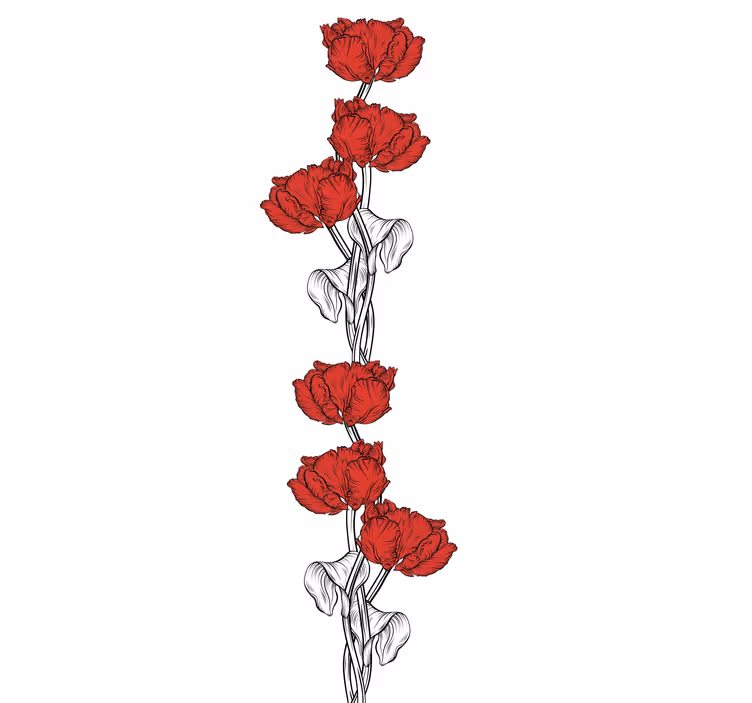 Tenda a rullo fiori e piante fioriture rosse eleganti - TenStickers