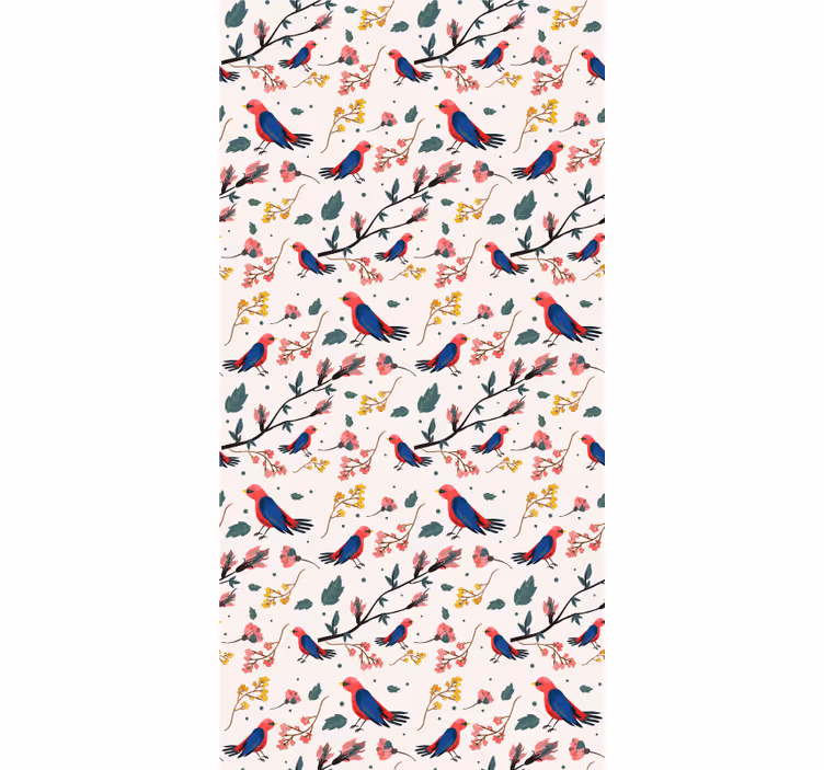Tenda a rullo fiori e piante motivi di uccelli vivaci - TenStickers