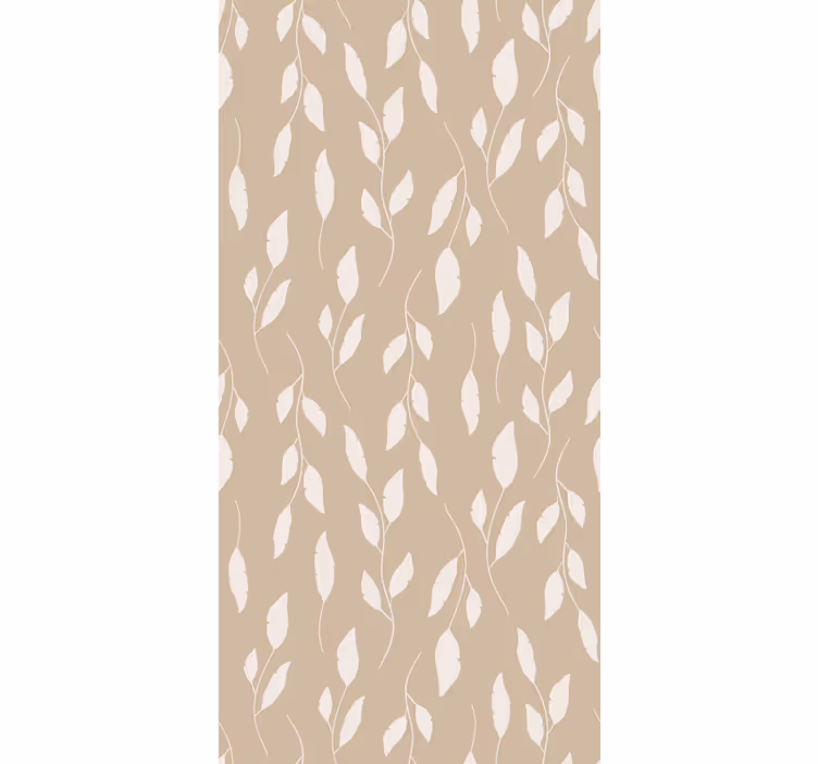 Tenda a rullo fiori e piante delicato motivo a foglie beige - TenStickers